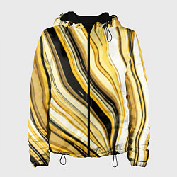 Женская куртка Волнистые вертикальные чёрно-жёлтые полосы
