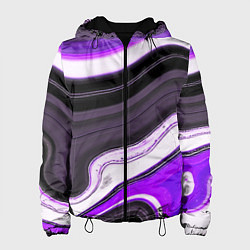 Женская куртка Волнистые горизонтальные чёрно-фиолетовые полосы н