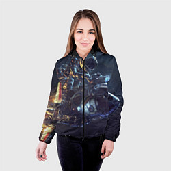 Куртка с капюшоном женская Космонавт - ракета, цвет: 3D-черный — фото 2