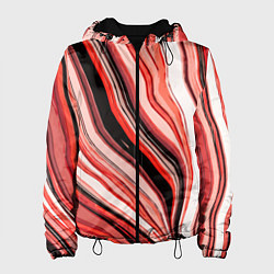 Женская куртка Волнистые вертикальные чёрно-красные полосы