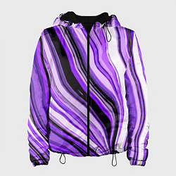 Женская куртка Волнистые вертикальные чёрно-фиолетовые полосы