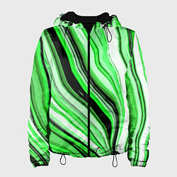 Женская куртка Волнистые вертикальные чёрно-зелёные полосы