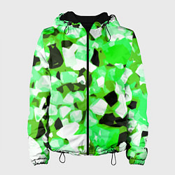 Женская куртка Green and white abstraction on a black background