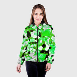 Куртка с капюшоном женская Green and white abstraction on a black background, цвет: 3D-черный — фото 2