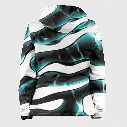 Женская куртка Абстрактный черно-зеленый камуфляж / 3D-Белый – фото 2