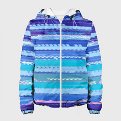 Женская куртка Морской сине-голубой абстрактные полосы