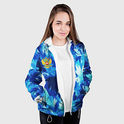 Куртка с капюшоном женская Синий узорный камуфляж, цвет: 3D-белый — фото 2