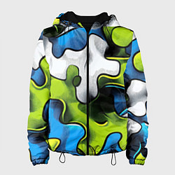 Куртка с капюшоном женская Камуфляж в стиле графитти, цвет: 3D-черный