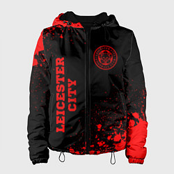 Куртка с капюшоном женская Leicester City - red gradient вертикально, цвет: 3D-черный