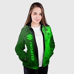 Куртка с капюшоном женская Suzuki - green gradient по-вертикали, цвет: 3D-черный — фото 2