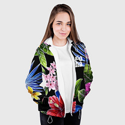 Куртка с капюшоном женская Tropical flowers - aloha, цвет: 3D-белый — фото 2