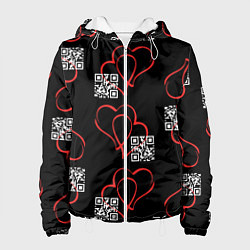 Женская куртка Сердца и код любви на черном