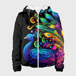 Куртка с капюшоном женская Neon peacock - art, цвет: 3D-белый