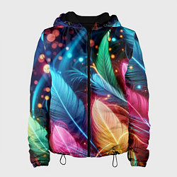 Женская куртка Яркие красочные неоновые перья