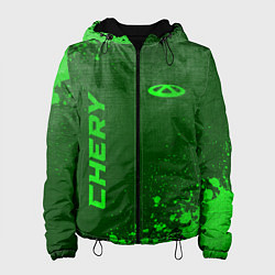 Куртка с капюшоном женская Chery - green gradient вертикально, цвет: 3D-черный
