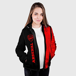 Куртка с капюшоном женская Arsenal - red gradient по-вертикали, цвет: 3D-черный — фото 2