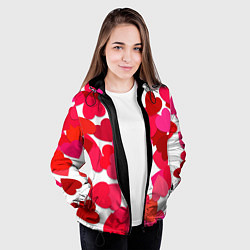 Куртка с капюшоном женская Сердца россыпь, цвет: 3D-черный — фото 2