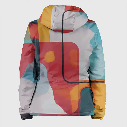Женская куртка Абстракция с прямоугольниками / 3D-Белый – фото 2