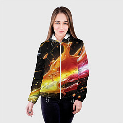 Куртка с капюшоном женская Динамичная краска текстура, цвет: 3D-белый — фото 2