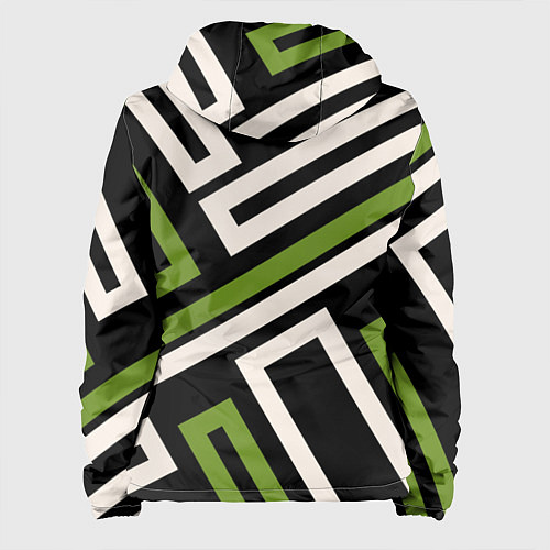 Женская куртка Прямоугольники по диагонали-зеленый, черный / 3D-Белый – фото 2