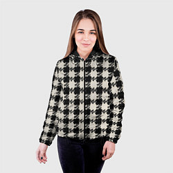 Куртка с капюшоном женская Черно белая гусиная лапка, цвет: 3D-черный — фото 2