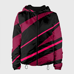 Женская куртка Чёрный с розовым абстракция полосы