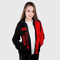 Куртка с капюшоном женская Asking Alexandria - red gradient по-вертикали, цвет: 3D-черный — фото 2