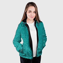 Куртка с капюшоном женская Джинс с потертостями-зеленый, цвет: 3D-черный — фото 2