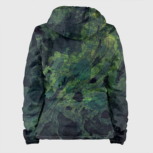 Женская куртка Абстракция - green camouflage background / 3D-Белый – фото 2