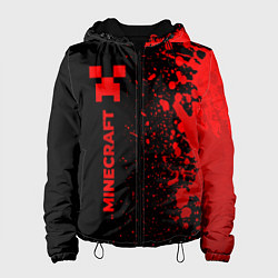Куртка с капюшоном женская Minecraft - red gradient по-вертикали, цвет: 3D-черный
