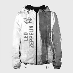 Куртка с капюшоном женская Led Zeppelin - white gradient по-вертикали, цвет: 3D-черный