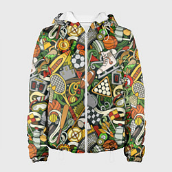 Женская куртка Спортивный инвентарь коллаж