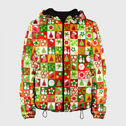 Куртка с капюшоном женская Новогодние снеговики и снежные бабы, цвет: 3D-черный