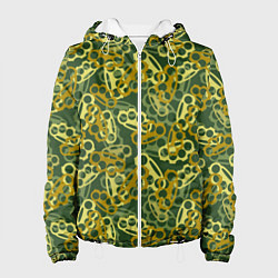 Куртка с капюшоном женская Зелёные кастеты, цвет: 3D-белый