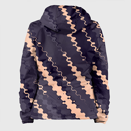 Женская куртка Фиолетовый с бежевым искажённые полосы / 3D-Черный – фото 2