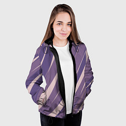 Куртка с капюшоном женская Фиолетовый абстрактные полосы, цвет: 3D-черный — фото 2