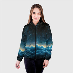 Куртка с капюшоном женская Облака и черное небо текстура, цвет: 3D-черный — фото 2