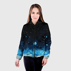 Куртка с капюшоном женская Синяя светящееся краска, цвет: 3D-черный — фото 2