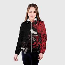 Куртка с капюшоном женская Веном на красном, цвет: 3D-белый — фото 2