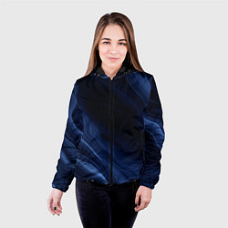 Куртка с капюшоном женская Тёмный синий абстракция дымчатый, цвет: 3D-черный — фото 2