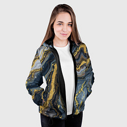Куртка с капюшоном женская Золотые диагонали, цвет: 3D-черный — фото 2