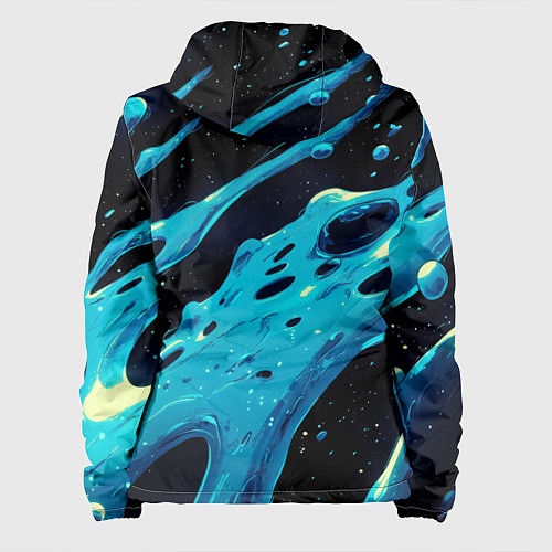 Женская куртка Синие волны краски на черном / 3D-Белый – фото 2