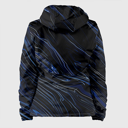 Женская куртка Чёрно-синий абстракция линии / 3D-Черный – фото 2