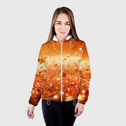 Куртка с капюшоном женская Оранжевые блестящие частицы текстура, цвет: 3D-белый — фото 2