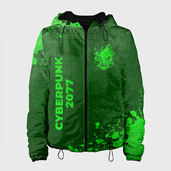 Куртка с капюшоном женская Cyberpunk 2077 - green gradient вертикально, цвет: 3D-черный