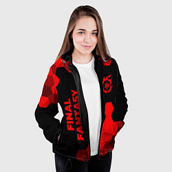Куртка с капюшоном женская Final Fantasy - red gradient вертикально, цвет: 3D-черный — фото 2