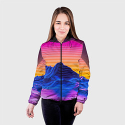 Куртка с капюшоном женская Неоновый закат, цвет: 3D-черный — фото 2