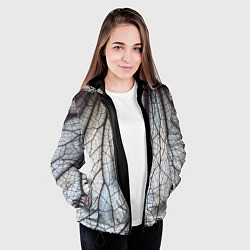 Куртка с капюшоном женская Прожилки растения, цвет: 3D-черный — фото 2