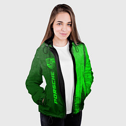 Куртка с капюшоном женская Porsche - green gradient по-вертикали, цвет: 3D-черный — фото 2