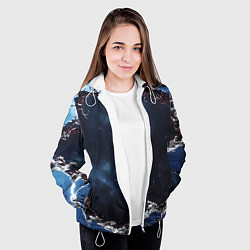 Куртка с капюшоном женская Объемная дыра в стене текстура, цвет: 3D-белый — фото 2